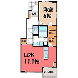 セレーノ B 1階1LDKの間取り