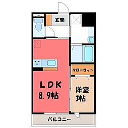 ラ・サンテA 1LDKの間取図画像