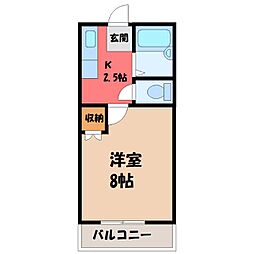 ユーハウスイースト 1Kの間取図画像