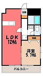 銀河ビル 1LDKの間取図画像