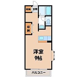 オーベルジュ元今泉 1Kの間取図画像