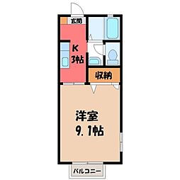 グラン・パークス 1Kの間取図画像