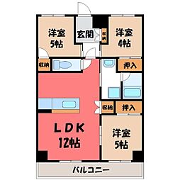 グローバル氏家 3LDKの間取図画像