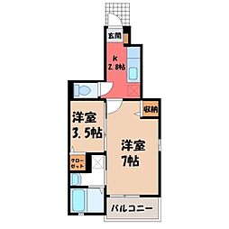 フレアコート 1Kの間取図画像