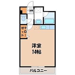 プランドールヒルズ ワンルームの間取図画像