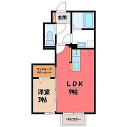 クレシアF 1LDKの間取図画像
