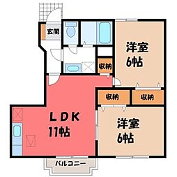 エクセールK.IA 2LDKの間取図画像