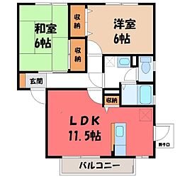 モンテベールA 2LDKの間取図画像