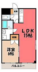 フォリア西川田 1LDKの間取図画像