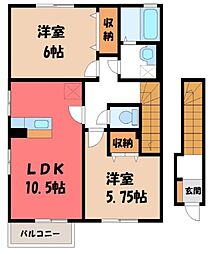 ビューテラスA 2LDKの間取図画像