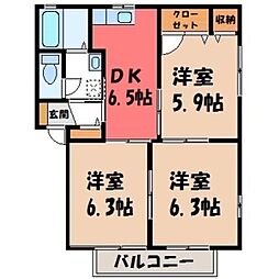 ハイツ・のぞみC 3DKの間取図画像
