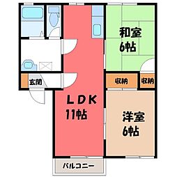 フレッシュ・コーポウエスト 2LDKの間取図画像