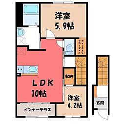 ブループラム 2LDKの間取図画像