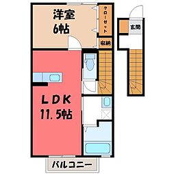 シェル・メゾンA 1LDKの間取図画像