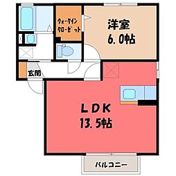 クレセントA 1LDKの間取図画像