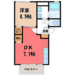 レグルスC 1DKの間取図画像