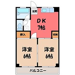 利久マンション 2DKの間取図画像
