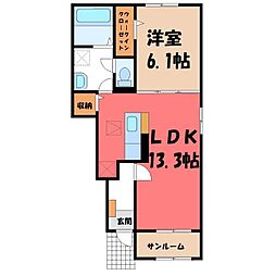 宇都宮市駒生町アパート 1LDKの間取図画像