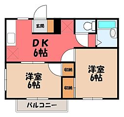 コーポ藤 2DKの間取図画像