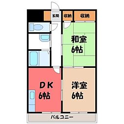 クラシティ御幸 2DKの間取図画像