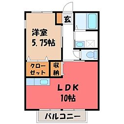 ルミエール石井 1LDKの間取図画像