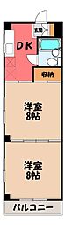 NAC宇都宮コーポ 2DKの間取図画像