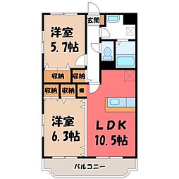 Y&Mスター 2LDKの間取図画像