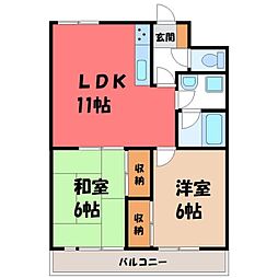 セントラルグリーンマンション 2LDKの間取図画像