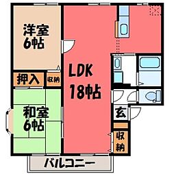 コーポ・アドラシオンD 2LDKの間取図画像