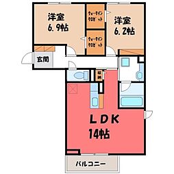 エトワール古瀧2 2LDKの間取図画像