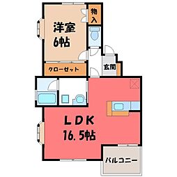 エスポワールA 1LDKの間取図画像