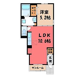 TYハイツ2 1LDKの間取図画像