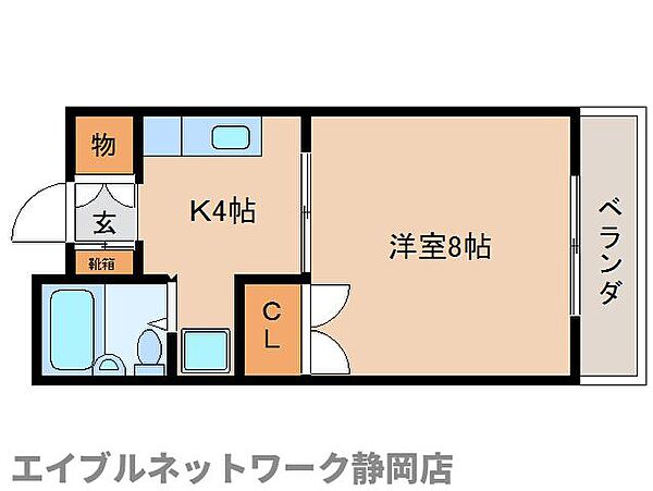 静岡県静岡市葵区宮前町(賃貸マンション1K・3階・25.92㎡)の写真 その2