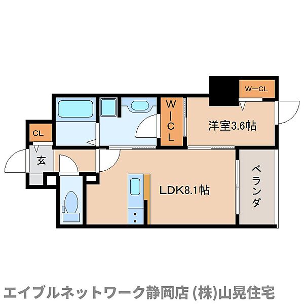 静岡県静岡市葵区東静岡1丁目(賃貸マンション1LDK・4階・35.95㎡)の写真 その2