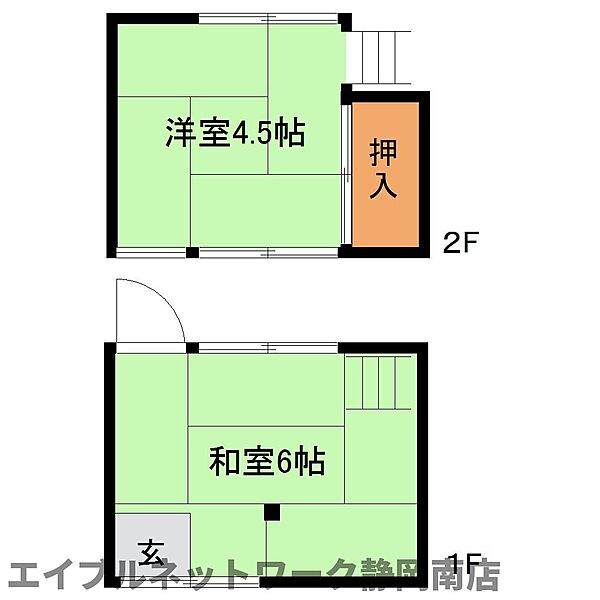 静岡県静岡市駿河区宮本町(賃貸アパート2K・1階・18.58㎡)の写真 その2