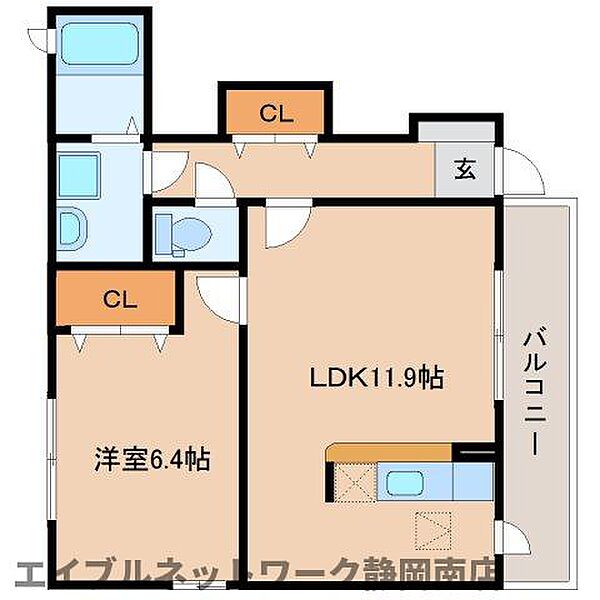 静岡県藤枝市若王子3丁目(賃貸アパート1LDK・1階・45.12㎡)の写真 その2