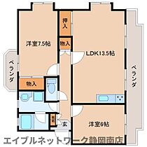 静岡県静岡市駿河区中原（賃貸マンション2LDK・4階・60.48㎡） その2