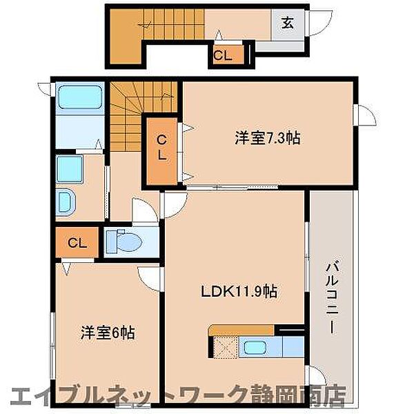 静岡県藤枝市若王子3丁目(賃貸アパート2LDK・2階・60.33㎡)の写真 その2