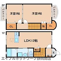 静岡県静岡市駿河区登呂6丁目（賃貸タウンハウス2LDK・1階・62.12㎡） その2