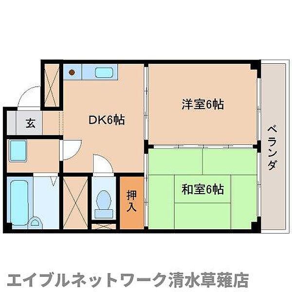 静岡県静岡市清水区草薙1丁目(賃貸マンション2DK・4階・41.31㎡)の写真 その2