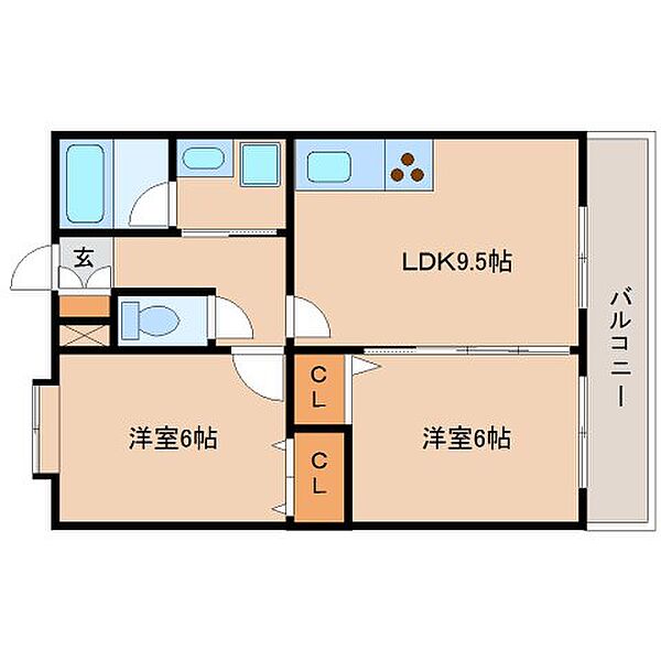 静岡県静岡市葵区瀬名中央1丁目(賃貸マンション2LDK・2階・49.30㎡)の写真 その2