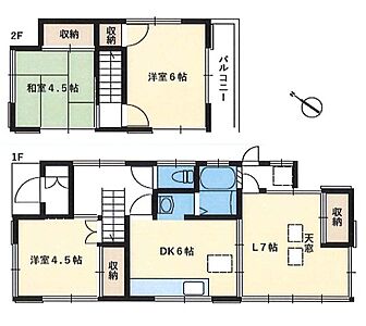 間取り：天窓から陽がさすリビング♪落ち着いた住宅地内の3LDK