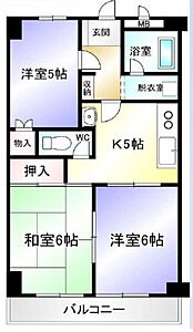 間取り：オートロック付きマンション、3階建て2階部分、3DKの間取りです。