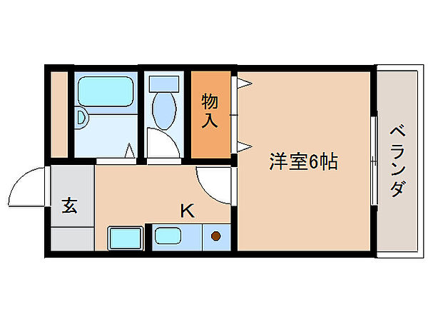 奈良県天理市前栽町(賃貸アパート1K・2階・21.12㎡)の写真 その2