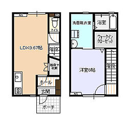 ビオラ新富山A棟 1LDKの間取図画像