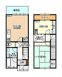 ファイン西荒屋D棟 2DKの間取図画像