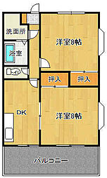 JR常磐線 土浦駅 バス12分 天川団地入口下車 徒歩3分の賃貸アパート 2階2DKの間取り