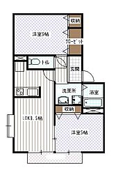 アセックデュオ 2階2LDKの間取り
