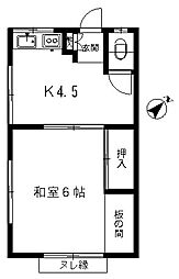 蛇崩荘 1Kの間取図画像