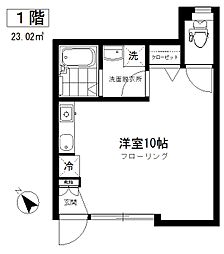 メイコーポ中目黒 ワンルームの間取図画像